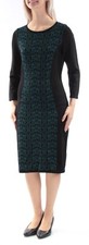 NINE WEST Womens Black Blue Geometric 3/4 Sleeve Sheath Dress S,New $79 , 