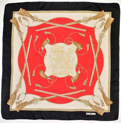 Foulard carré vintage 80's CELINE PARIS 100% soie made in Italy