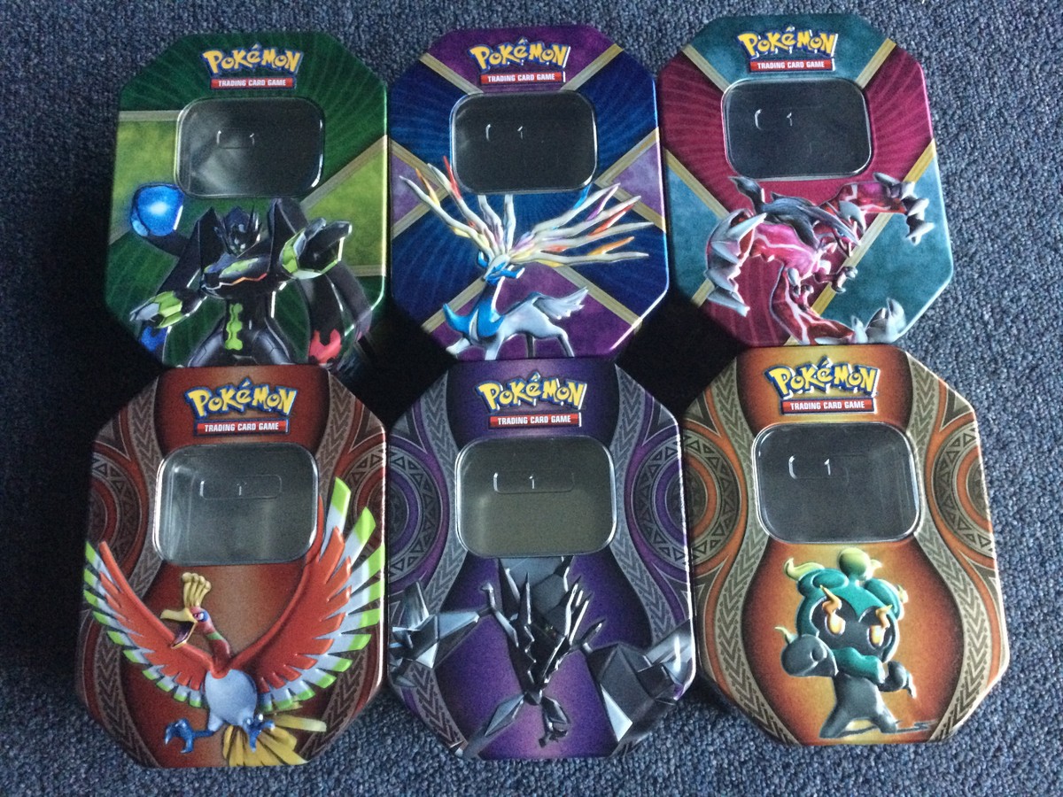 x6 POKEMON EMPTY TIN SET Zygarde Shiny Xerneas Shiny Yveltal Ho-oH