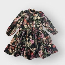 Melonie Black Floral Ruffle Mockneck Long Sleeve Boho Witchy Sheer Dress