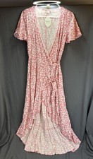 Pink Floral Wrap Dress Summer Beach Wedding Party Weekend Sale Discount Cute 150