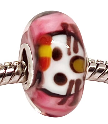 Leckeres Hello Kitty Katze Murano Glas Armband Perle Charm einzeln 925 Silber Kern