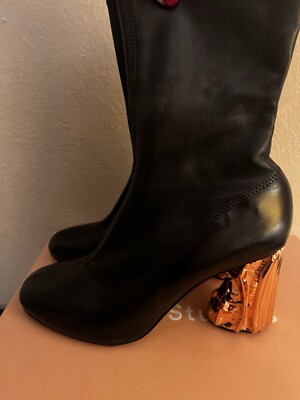 Acne Studios Black Leather Booties Boots Size 41