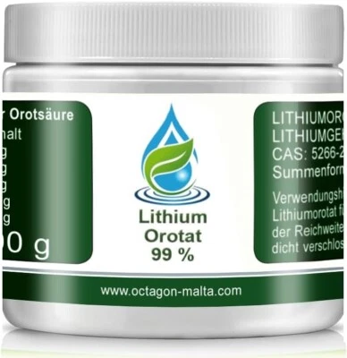 OCTAGON LTD Lithium Orotat Pulver 100 g-Lithiumorotat Monohydrat hochrein 99% für Laborzweck