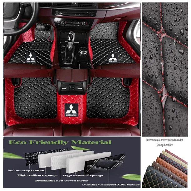 For Mitsubishi All Models Car Floor Mats Luxury Custom Waterproof Pad Carpets Foto 4 de 4