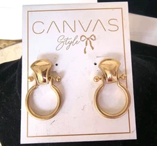 Canvas Horsebit Worn Gold Earrings, Rodeo Derby Equestrian Snaffle Bridle, NOS