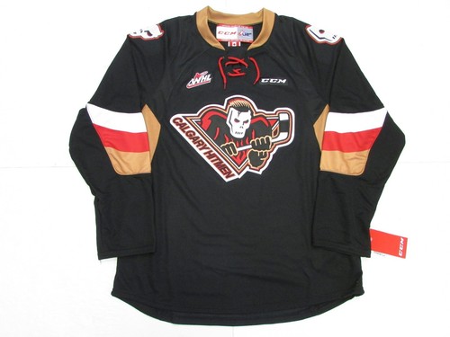 CALGARY HITMEN WHL BLACK CCM PREMIER 7185 HOCKEY JERSEY - Picture 1 of 4