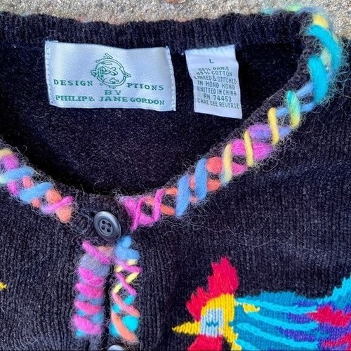 Design Options Philip Jane Gordon Cardigan Rainbow Rooster Wearable Art Sz Large - Picture 9 of 13