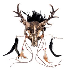 Gold Antelope Devil Deer Skull Mask with Horns for Masquerade Parties