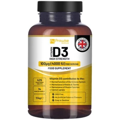Vitamin D3 4000IU High Strength 425 Micro Tablets (14 Months Supply) Prowise