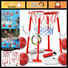 2-in-1 Pool Basketball Hoop  Ring Game for Kids  Adults - Summer Water Fun 