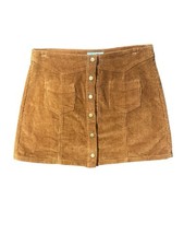 She Sky Brown Corduroy Button-Front Mini Skirt w/ Pockets Women s M