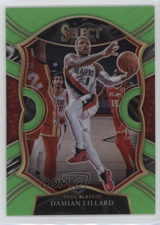 2020-21 Panini Select Concourse Neon Green Prizm /75 Damian Lillard #24 hs9