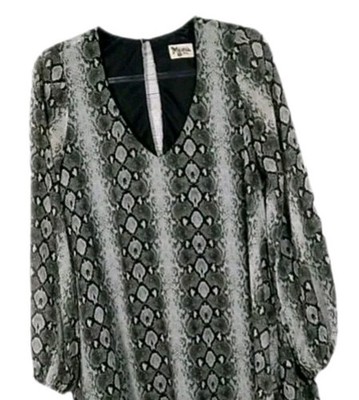 Show Me Your Mumu Top S V Neck Python Snakeskin Chiffon Blouse Flowy Boho New