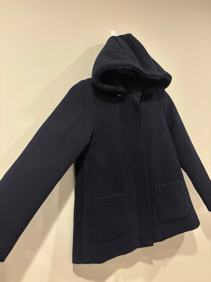 Mayoral Girl's Navy Blue Parka Coat Heavy Fur Lined Removable Hood size 12 - Image 2 of 4