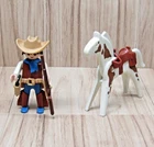 Playmobil Geobra Vintage Wild West Cowboy and Horse 3" Tall Action Figure 1974