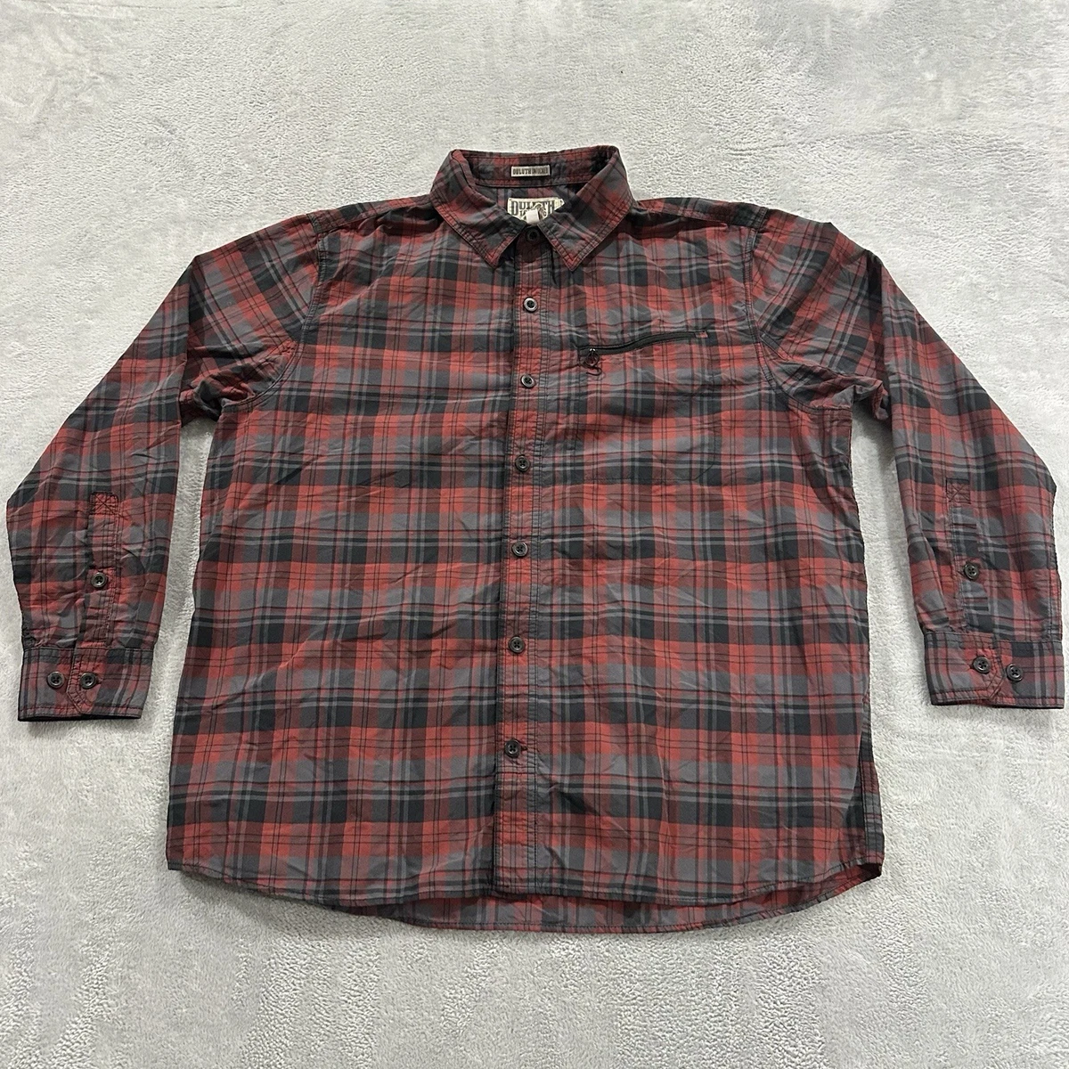 Chemise De Pêche Duluth Trading Co Pour Homme - Manches Longues, Motif Plaid Gris/bleu - Taille XL Tall