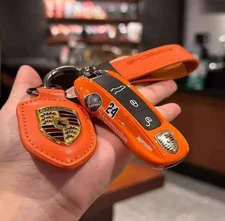 Leather Porsche Premium Keychain with Box Exquisite Set for gift multicolour