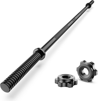 55'' Weight Lifting Bar, 1'' Standard Straight Barbell Bars for Weight Black