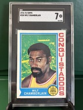 1974-75 Topps Wilt Chamberlain #250 SGC 7 NM Lakers HOF