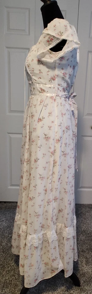 Maxi Vestido Romántico Campesino Con Cuentas Encaje Gunne Sax De Colección Talla 5 CottageCore Boh Foto 4 de 4