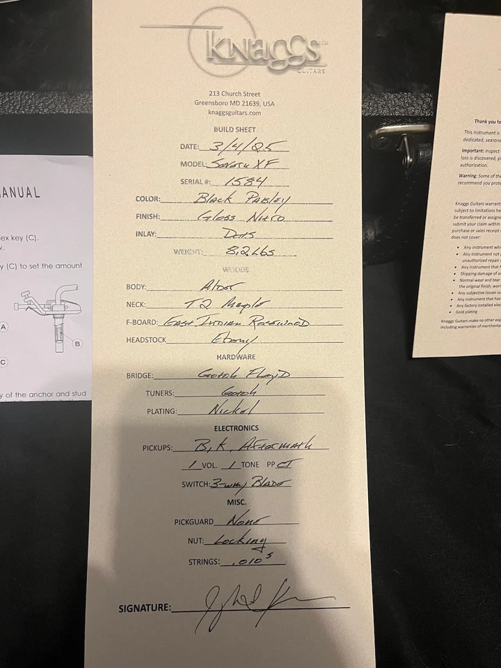 2025 Knaggs Severn XF in Black Paisley T2 Flame Maple Neck W/OHSC-MINT! - Image 3 of 4