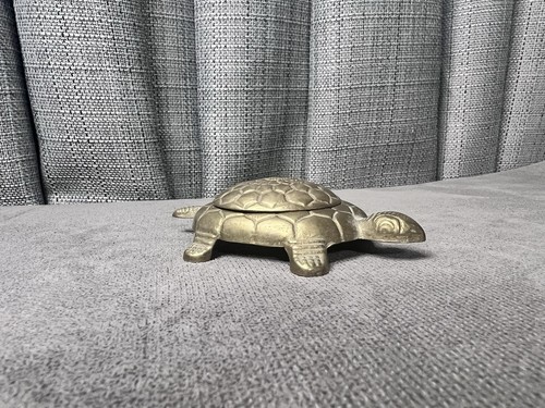 Vintage massiv Messing Schildkröte Schmuck Ring Tablett Deckel Italien Dekor - Bild 1 von 8