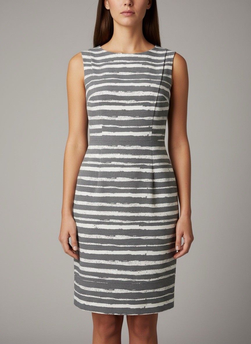 Calvin Klein Gray and White Dress – Size 4 | Casual Elegant Women's Designer Dre
