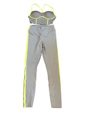 Pink Active Sports Bra  Leggings Set Women  s Size S Gray  Neon Yellow