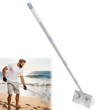 Sand Flea Rake, 65-Inch Long Handle Stainless Steel Sand Sifter - 13-Inch Wide M