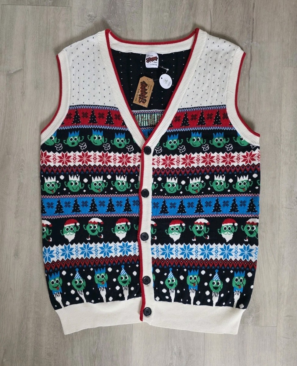 SPROUT CHRISTMAS WAISTCOAT size LARGE mens GEORGE red UGLY XMAS
