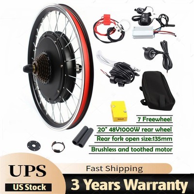 20'' Rear Wheel Conversion Kit Hub 48V 1000W Electric Bicycle Ebike Motor Cycling