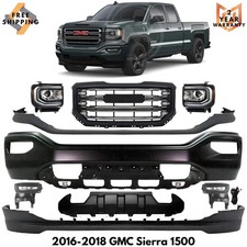 Front Bumper Paintable & Grille Assembly Kit For 2016-2018 Gmc Sierra 1500