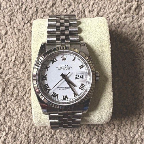 Rolex Datejust 116234 36mm Silver Roman Dial Jubilee Bracelet Box Papers