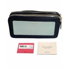 Kate Spade Margaux Double Zip Leather Mini Crossbody Bag Blue