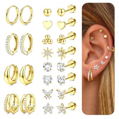 12 Paare chirurgische Stahl ohrringe empfindliche Ohren Knorpel-Tragus piercings