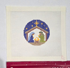 Hand Painted Nativity Scene Needlepoint Christmas Ornament