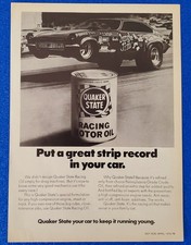 1976 Quaker State Racing Motor Oil Jungle Jim Chevy Vega Auto Parts Print Ad