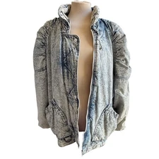 VTG 80s Gitano Acid Wash Jean Jacket Womens sz M Blue Puffy Sleeve Retro 