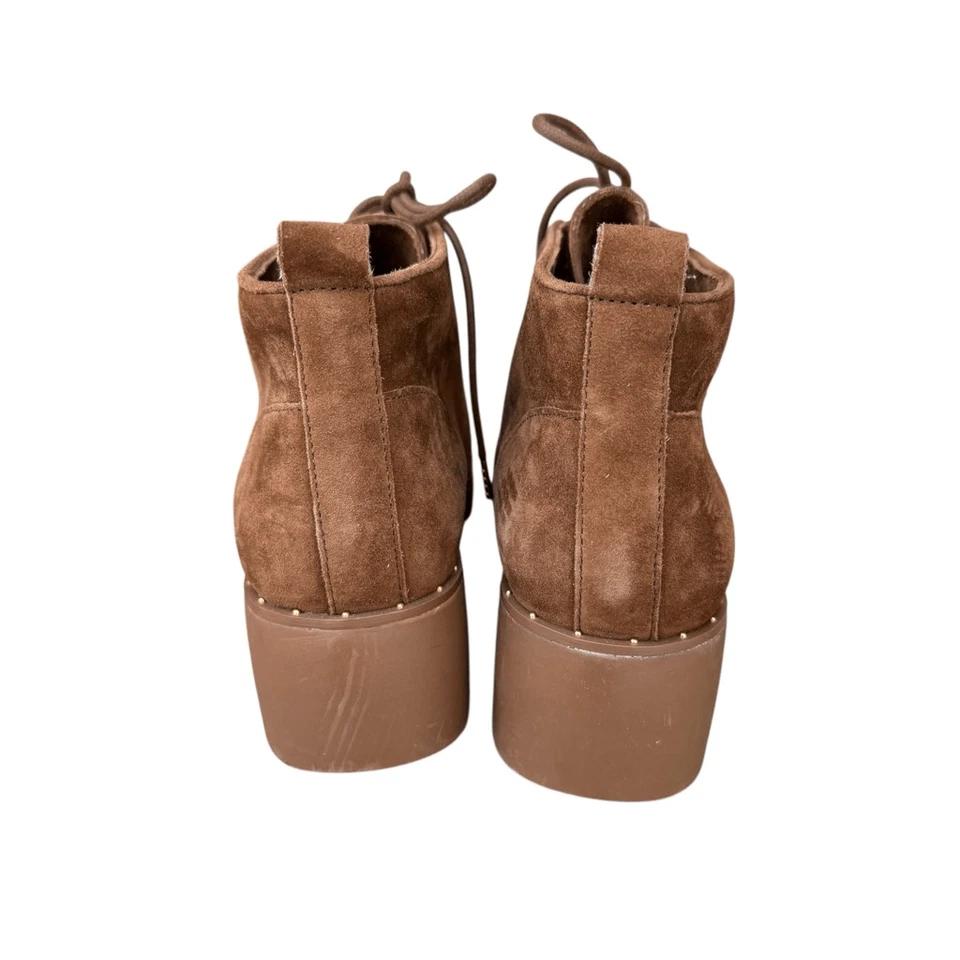 Bota de gamuza marrón Steven Natural Comfort con cordones cuña de goma talla 8 Foto 3 de 4