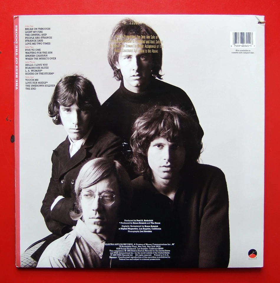 PROMO The Doors – The Best Of  2 LPs NOT FOR SALE Elektra Innenhüllen Promo Copy - Bild 3 von 4