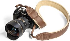 Padded Leather Camera Strap, Shoulder Genuine Neck Strap Brown