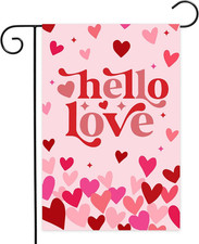 Double-Sided Valentine's Day Garden Flag - Red and White Love Design 12"x18