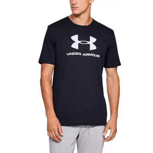 Under Armour Sportstyle Logo T-Shirt Mens L Black Short Sleeve Crew Neck Casual