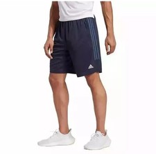 Adidas 3 Stripe Men  s L Active Shorts Zipper Pockets Aeroready Blue Stripe Navy