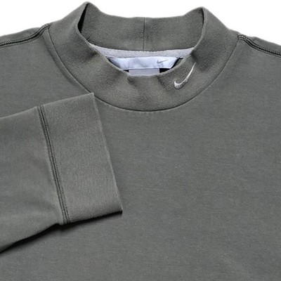 VTG Nike Mock Neck Shirt Men L Gray Long Sleeve Base Layer Swoosh Silver Tag Y2K