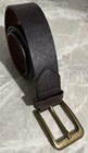 Dark Brown Belt Brass Tone Rectangular Buckle Adjustable 105cm 41 Inch
