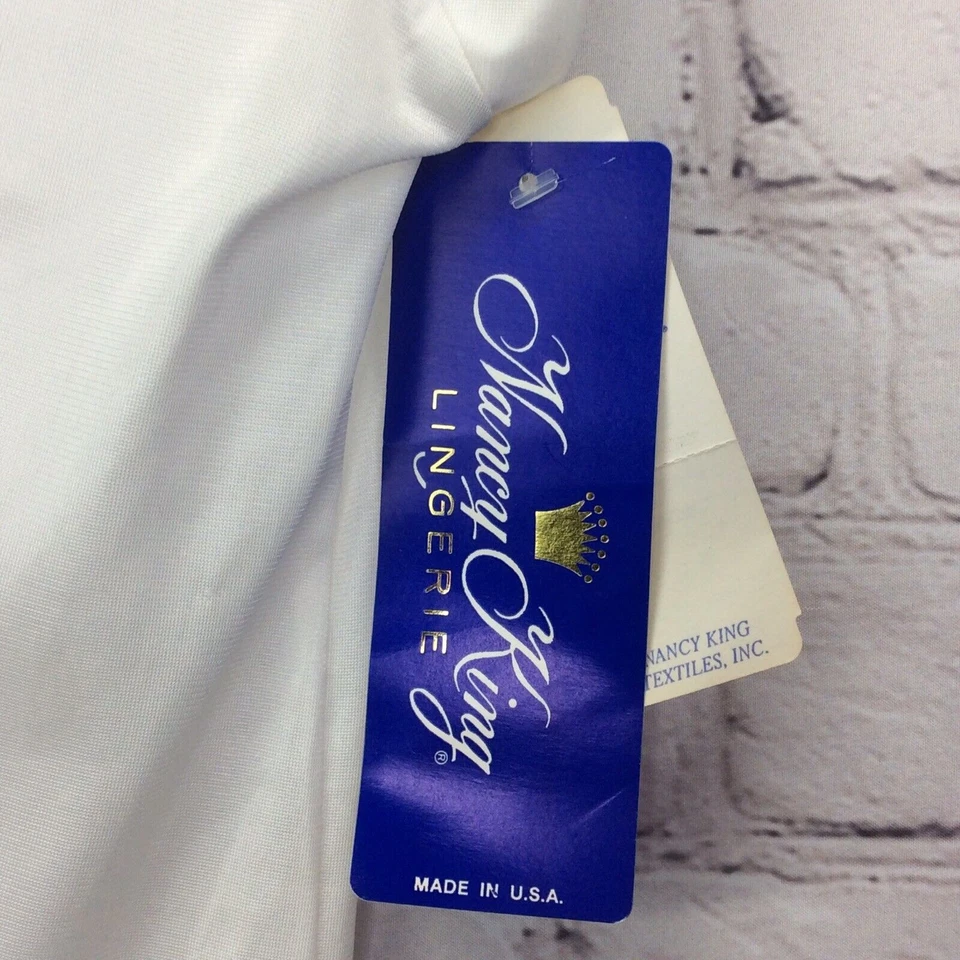 Vintage Nancy King Shirt Slip Lingerie Women's Size M White Lace Shoulder Pads - Image 2 of 4