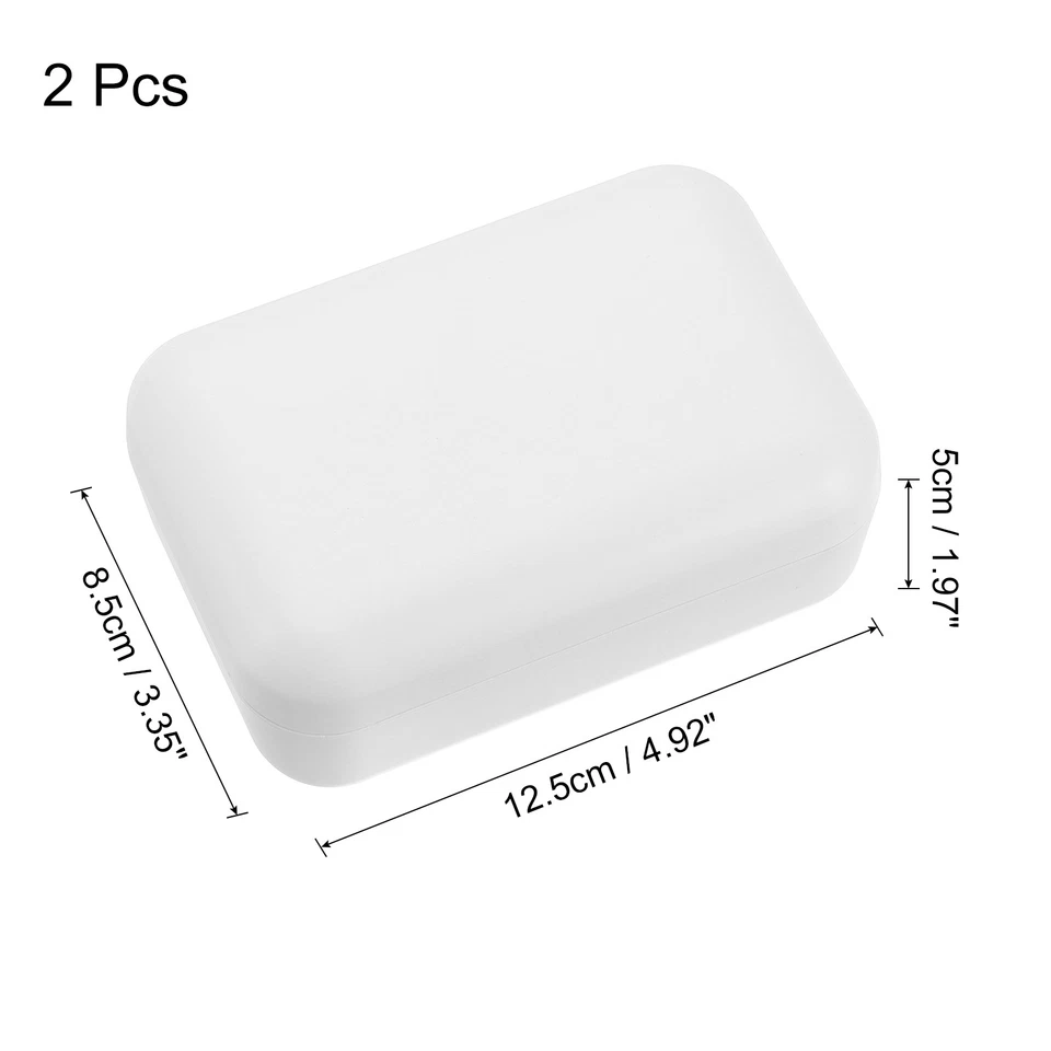 Soporte de jabón de madera caja de jabón autodrenante bandeja de barra de jabón de madera blanca 2 piezas Foto 2 de 4