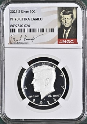 2025 S Silver Proof Kennedy Half Dollar 50C NGC PF70 Ultra Cameo